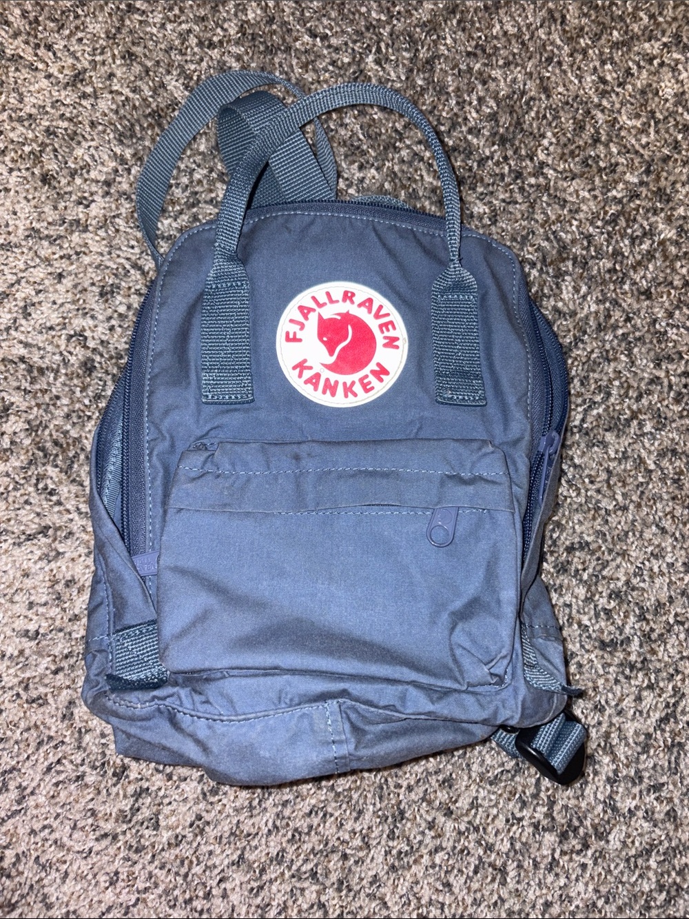 Fjallraven Kanken Mini Backpack — Navy with Red Logo